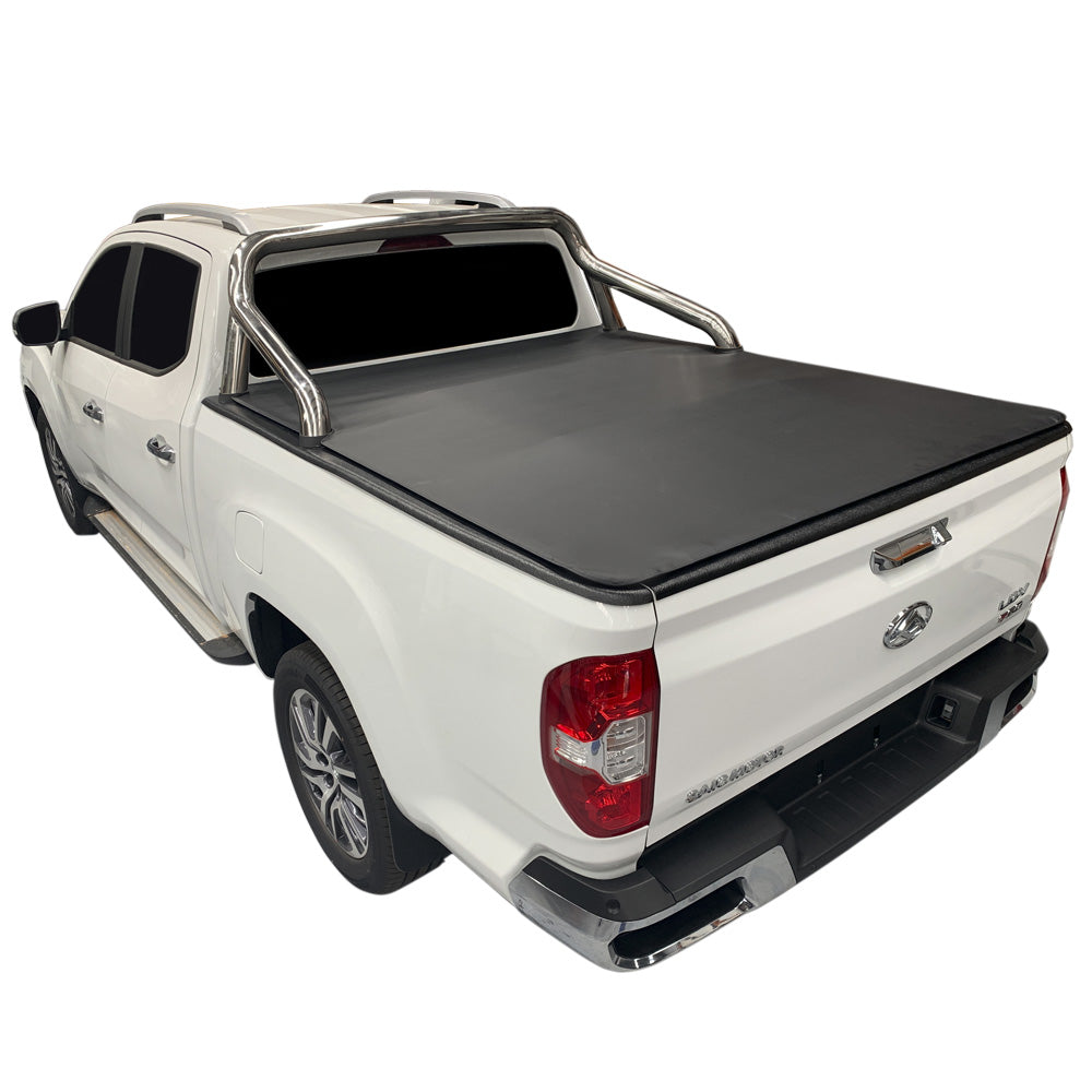 Clip On Ute Tonneau Cover to fit LDV T60 Mega Tub with Factory Chrome Sports Bar and Over Rail Liner - 2017 to Current