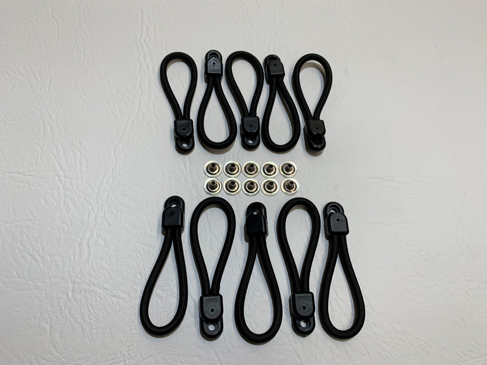 Trade Quality 50-Pack Black Rope/Bunji Buttons – UTE Bungee Knobs, Boat Bungee Fittings